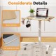 Foldable mobile standing desk with a tiltable tabletop, anti-skid barrier strip, and rolling wheels for easy movement.