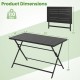Foldable outdoor dining table with slatted metal tabletop, 48"x30", black, ideal for garden or patio use.
