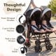 Foldable twin baby double stroller in black with adjustable backrest, 5-point safety harness, and cup holder for easy.
