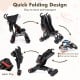 Foldable twin baby double stroller in black, showcasing quick folding design for easy storage and transport.