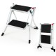 Folding 2 step ladder with anti-slip pedals, heavy-duty metal frame, and compact design for easy storage and transport.