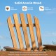 Folding oversized Adirondack chair made of solid acacia wood features a slat-style surface for air circulation and comfort.