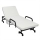 Folding adjustable guest bed in white with wheels, six-gear adjustment, and practical storage for home or office use.