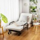 Folding adjustable guest bed in white with wheels, side handrails, and a soft mattress for versatile home use.