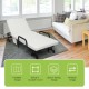 Folding adjustable guest bed lounge in white with wheels, featuring a sturdy frame and space-saving design for.