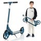 Folding aluminum alloy scooter in blue with adjustable height, large PU tires, and lightweight design for kids and.