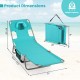 Folding beach lounge chair in light green with adjustable backrest, compact fold, and 330 lbs capacity for versatile.