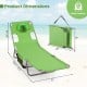 Folding beach lounge chair in lawn-green with adjustable backrest, compact fold, and 330 lbs weight capacity for.