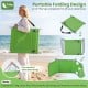 Folding beach lounge chair in lawn-green with adjustable backrest, portable design, perfect for beach or pool.