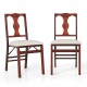 Set of 2 brown folding dining chairs with upholstered padded seats and ergonomic backrests for optimal comfort.
