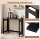 Folding console table in black with reinforced crossbars and anti-slip foot pads, ideal for hallways and living rooms.