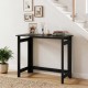 Black folding console table with foldable legs, spacious tabletop, and sturdy design, ideal for hallways or living.