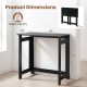 Folding console table in black with foldable legs, measuring 32"x16"x30", ideal for space-saving in hallways or living.