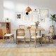 Natural rubber wood folding dining chairs with linen padded seats and rattan backrest, ideal for stylish dining spaces.