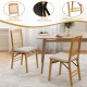 Folding dining chairs set of 2 with natural rubber wood frame and linen padded seats, ideal for kitchen or dining room.
