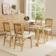 Set of 4 folding dining chairs in natural rubber wood with linen padded seats, perfect for kitchen or dining room use.