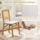 Folding dining chair with natural rubber wood frame and breathable linen padded seat, ideal for kitchen or dining room.