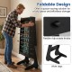 Folding foosball table in black with 22 players, featuring a space-saving design and sturdy legs for stability.