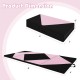 Folding gymnastics mat with pink and black design, featuring high-density foam for protection and compact storage.