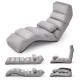 Folding lazy sofa couch in gray with adjustable positions and a pillow, perfect for gaming, TV watching, or reading.