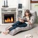 Folding lazy sofa couch in gray with pillow, adjustable for comfort, perfect for reading or watching TV.
