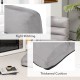 Close-up of the gray folding lazy sofa couch, featuring tight stitching and a thickened cushion for added comfort.