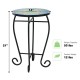 Round folding mosaic side table with ceramic tile top, 21" height, sturdy steel frame, ideal for indoor and outdoor use.