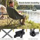 Folding oversized camping chair in green with side pockets and cup holder, featuring a heavy-duty frame for 500 lbs.