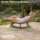 Folding patio lounge chair with double-sided cushioned seat, featuring a solid eucalyptus wood frame for outdoor.