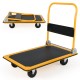 Folding platform cart dolly with black vinyl platform, foldable handle, and 660lbs capacity for easy transport and.