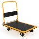 Folding platform cart dolly with black vinyl surface, 660lbs capacity, and foldable handle for easy storage.