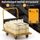 Folding platform cart dolly with black vinyl body, 660lbs max load, featuring swivel and regular wheels for easy.