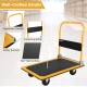 Folding platform cart dolly with ergonomic handle, black vinyl surface, and non-slip design for easy transport and.