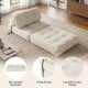 Folding sofa bed in beige with removable headrest, showcasing corduroy fabric and exquisite button design for versatile.