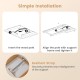 Folding TV tray table set installation steps showing bamboo structure and resilient strap for support alignment.