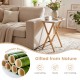 Folding TV tray table in white with premium bamboo, sturdy design, perfect for small spaces in living room or bedroom.