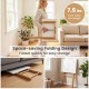 Folding TV tray table set of 2 in white, featuring a sturdy bamboo structure and space-saving design for easy storage.