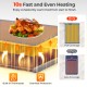 Rollable electric warming tray in blue with full coverage heating, ideal for parties and gatherings, ensuring even.