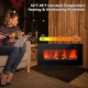 36-inch black electric fireplace with realistic flame, remote control, and safety overheat protection for cozy home.