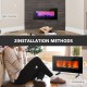 36-inch electric fireplace in black, showcasing wall-mounted and freestanding installation options for versatile use.
