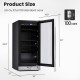15-inch beverage cooler with adjustable shelves, holding 100 cans, featuring a double tempered glass door and blue LED.