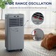Portable air conditioner with remote control, 10000 BTU, features wide oscillation for efficient cooling in any room.