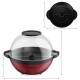 6QT red stirring popcorn popper with nonstick plate, 24-cup capacity, compact design for easy storage and serving.