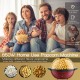Red 6QT stirring popcorn maker with nonstick plate, perfect for making 24 cups of delicious popcorn for family fun.