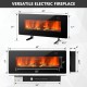 42-inch black electric fireplace with realistic flame, remote control, and wall-mounted design for cozy home warmth.