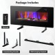 42-inch black electric wall-mounted fireplace with remote control, featuring realistic flame effects and freestanding.
