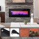 42-inch black electric wall-mounted fireplace with realistic flame effects and remote control, perfect for cozy home.