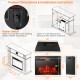 Recessed electric heater with touch screen, 900/1350W settings, and realistic flame effect for cozy home ambiance.