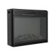 28-inch electric fireplace with remote, featuring a tempered glass panel and realistic flame effects for cozy ambiance.