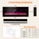 60-inch wall-mounted electric fireplace with 5 brightness levels, decorative crystals, and logs for cozy ambiance.